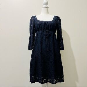 Laundry by Shelli Segal Woven Lacey navy blue dress Sz:S